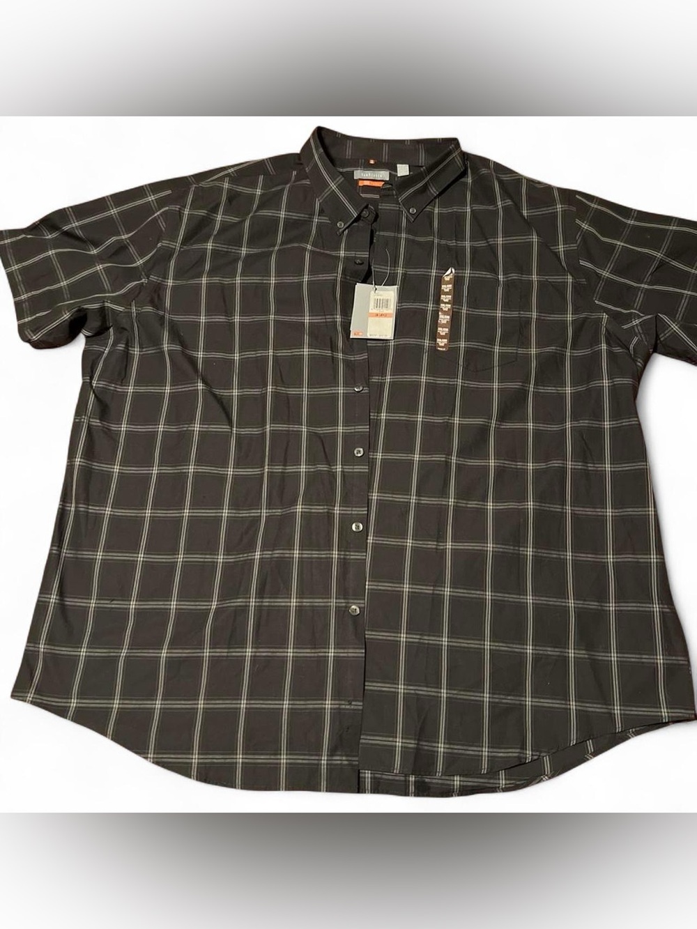 Van Heusen Black Plaid Short-Sleeve Button-Down Shirt
